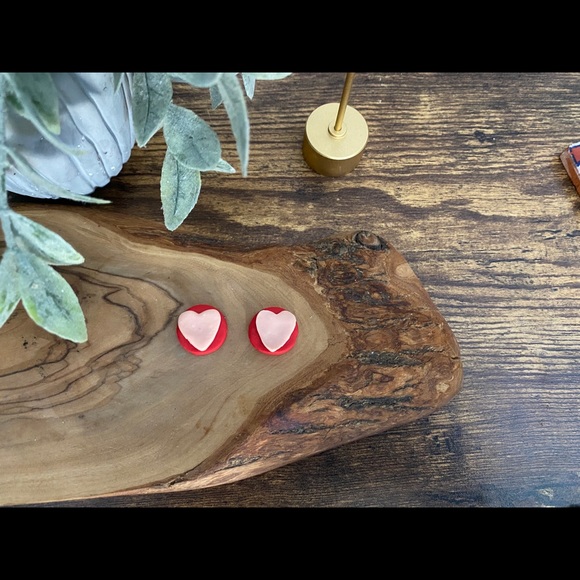 Handmade Heart Clay Earrings - Valentine's Day - Picture 5 of 5